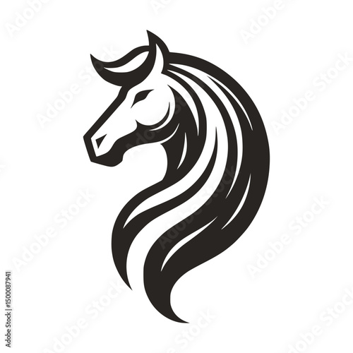 Horse Head Silhouette Logo Vector Riding Illustration White Shape Black Isolated Icon