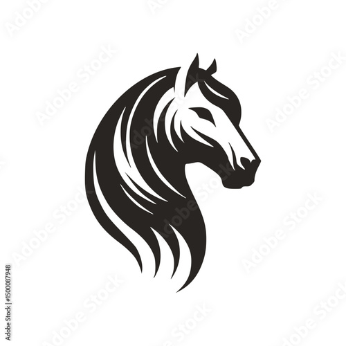 Horse Head Silhouette Logo Vector Riding Illustration White Shape Black Isolated Icon