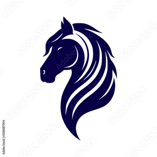 Horse Head Silhouette Logo Vector Riding Illustration White Shape Black Isolated Icon