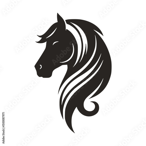 Horse Head Silhouette Logo Vector Riding Illustration White Shape Black Isolated Icon