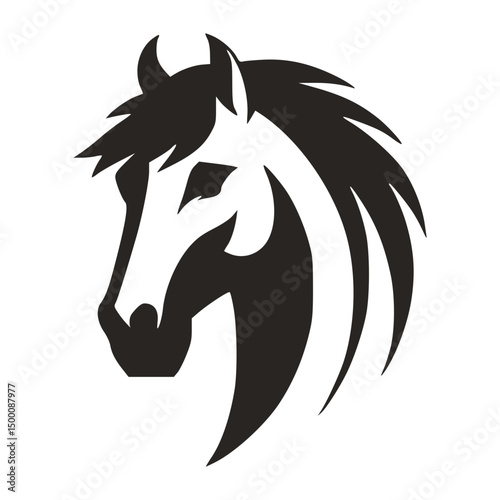 Horse Head Silhouette Logo Vector Riding Illustration White Shape Black Isolated Icon