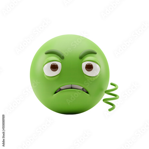 Green emoji face with angry expression and bloodshot eyes showing intense rage