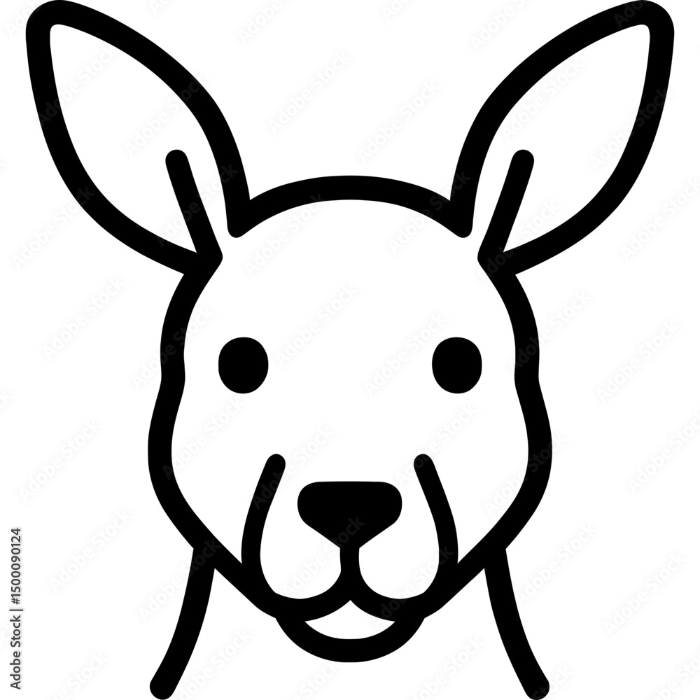 Minimalist outline of kangaroo head Minimalist outline of kangaroo head