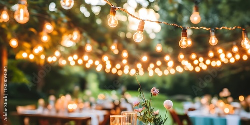 Romantic Outdoor Wedding String Lights Background