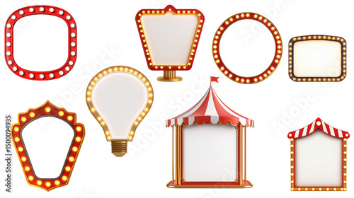  Retro Neon Frames Present Dramatic Visual Effects Vintage Circus Banners Highlight The Show