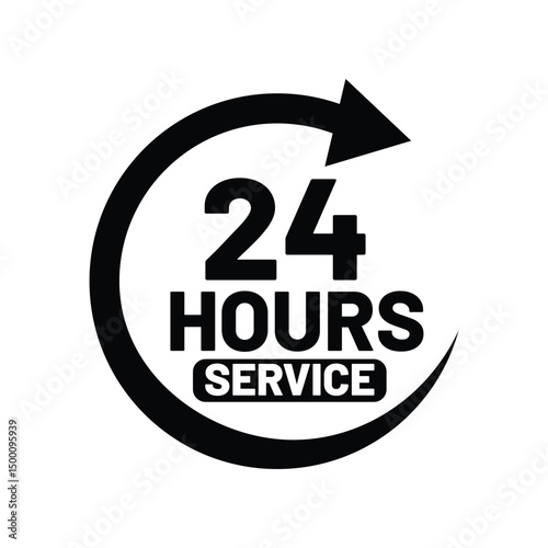 Twenty Four Hour Service Availability Logo Design for Business Use, ideal for websites and marketing materials.