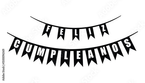 Happy Birthday Bunting Spanish Feliz Cumpleaños Party Decoration Festive Banner Design