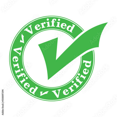 Green Verified Checkmark Seal Authentic Guarantee Approval Stamp for Website Trust and Security