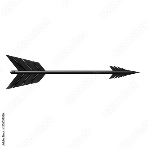 Sleek Arrow with a Modern Profile in Deep Charcoal Isolated on Transparent Background