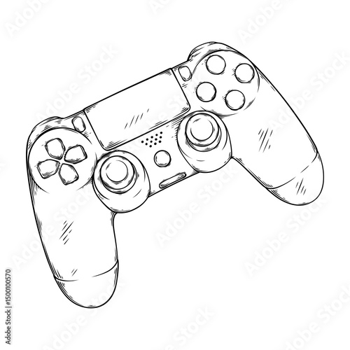 vector line art hand drawn illustration of a game controller