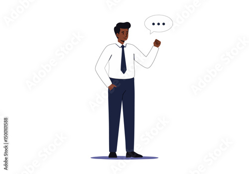 A professional Black man gestures with a thoughtful expression, indicating a problem solved. Clean, modern illustration style. Focus on clarity and positive resolution.