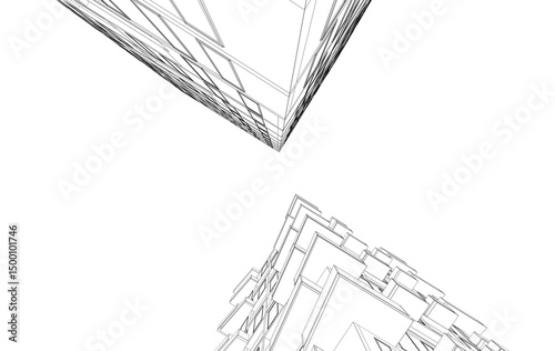 Fototapeta Naklejka Na Ścianę i Meble -  Abstract modern architectural 3d rendering