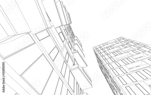 Fototapeta Naklejka Na Ścianę i Meble -  Abstract modern architectural 3d rendering