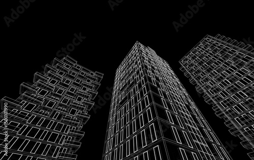 Fototapeta Naklejka Na Ścianę i Meble -  Abstract modern architectural 3d rendering