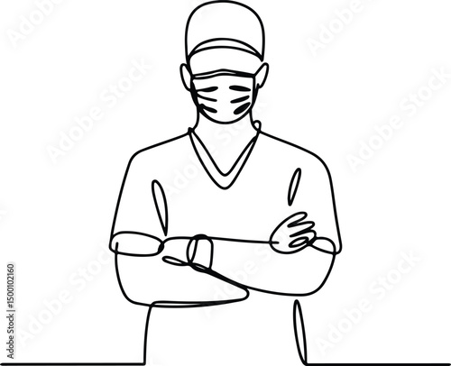 One Line Surgeon Silhouette Set – Minimalist Medical Art Surgeon Line Drawing Vector – Doctor Silhouette Icons