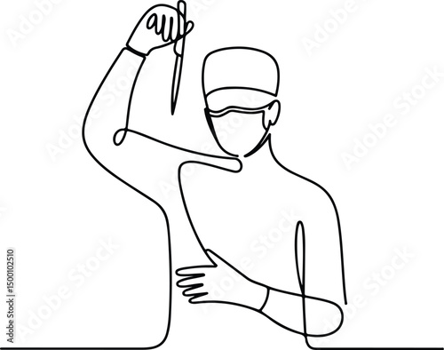 One Line Surgeon Silhouette Set – Minimalist Medical Art Surgeon Line Drawing Vector – Doctor Silhouette Icons
