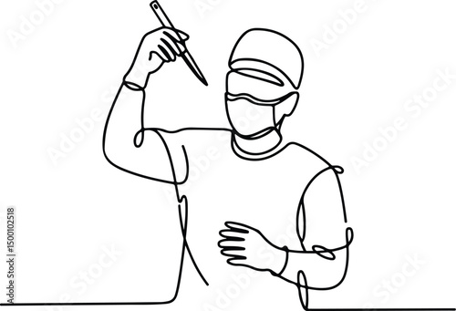 One Line Surgeon Silhouette Set – Minimalist Medical Art Surgeon Line Drawing Vector – Doctor Silhouette Icons