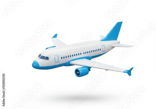 Wallpaper Mural 3D Illustration of White and blue airplane isolated on white background Torontodigital.ca