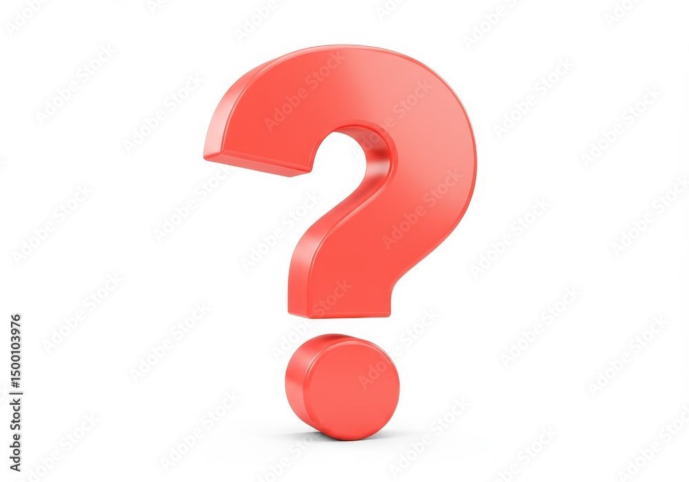 3D Illustration of Red question mark isolated on white background for design purposes 3D Illustration of Red question mark isolated on white background for design purposes