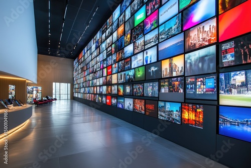 Modern media wall in a spacious hall