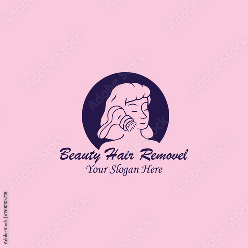 hair cutting and body hair removal logo design vector