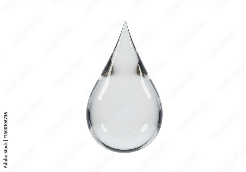 Fototapeta premium 3D Illustration of Clear water drop isolated on white background
