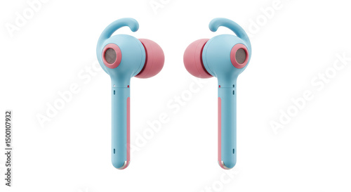 Isolated Blue Wireless Earbuds