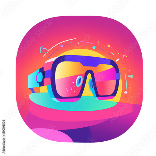 Augmented-Reality-Glasses-Icon-Tech-Line-3D