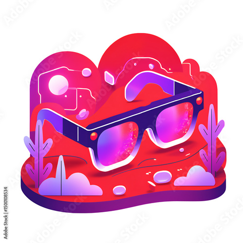 Augmented-Reality-Glasses-Icon-Tech-Line-3D
