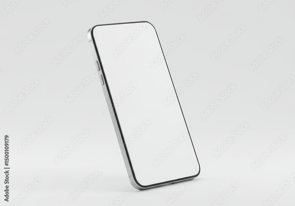 3D Illustration of Silver smartphone with blank screen isolated on white background