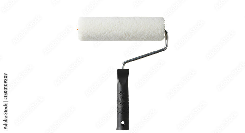 Obraz premium White paint roller on black background