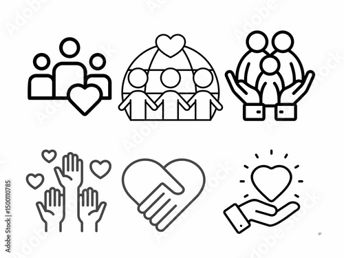  A set of Non- profit icons. family of people photo