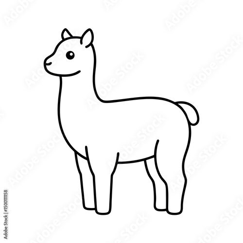 Minimalist Baby Alpaca Sketch Outline Vector