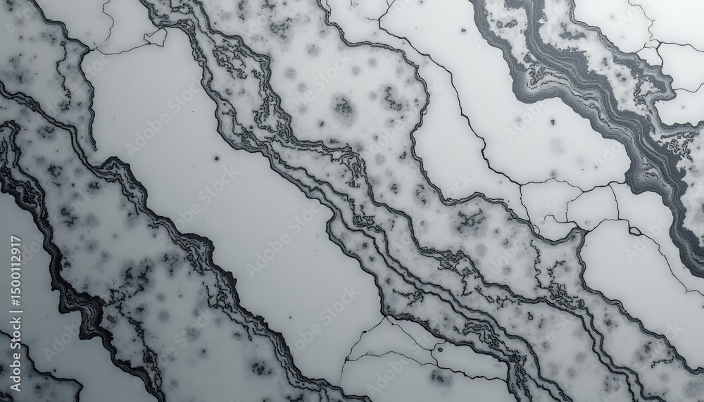 Obraz premium Abstract Marble Pattern with Black Veins and Gray Background