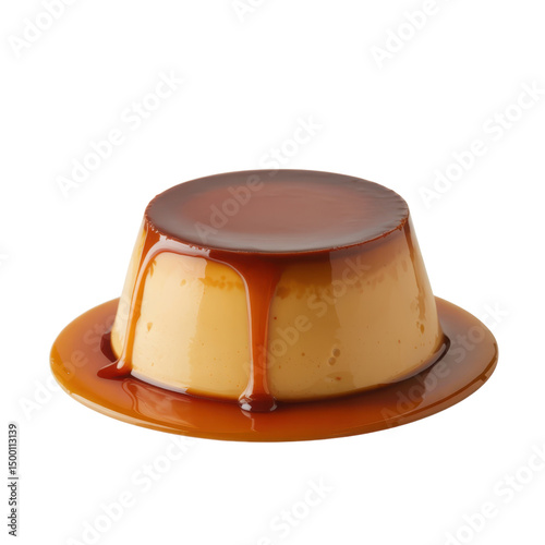 Delicious Caramel Dessert with Golden Syrup Drizzle on Transparent Background
