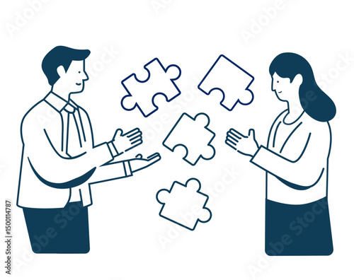 Teamwork and Collaboration Concept with Puzzle Pieces