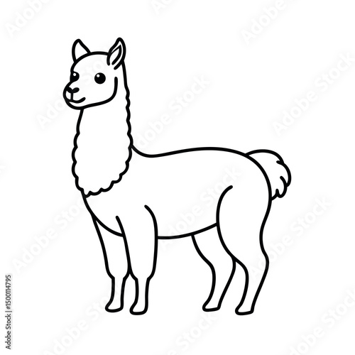 Minimalist Alpaca Head Sketch Line Art Vector