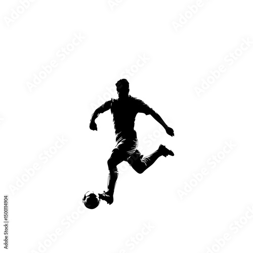 Striker Kicking Ball - Minimalist Football Clipart