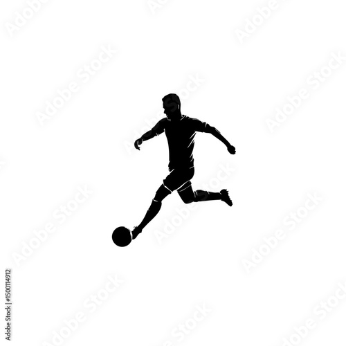 Striker Kicking Ball - Minimalist Football Clipart