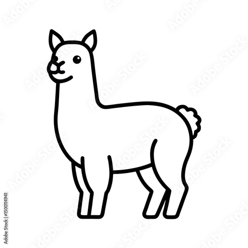 Stylized Alpaca Head Outline Line Art Vector
