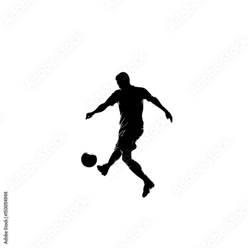 Striker Kicking Ball - Minimalist Football Clipart
