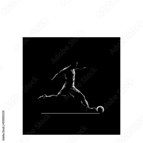 Striker Kicking Ball - Minimalist Football Clipart
