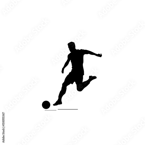 Striker Kicking Ball - Minimalist Football Clipart