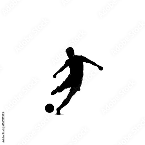 Striker Kicking Ball - Minimalist Football Clipart