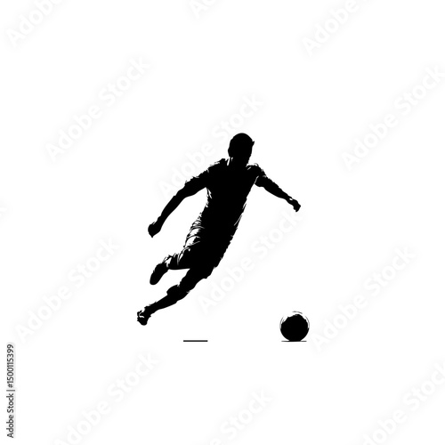 Striker Kicking Ball - Minimalist Football Clipart
