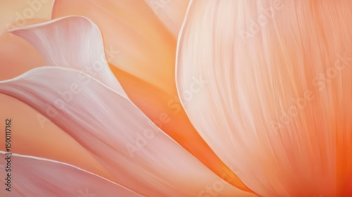 Close up of a flower petal with a soft pink hue. Concept of tranquility and beauty