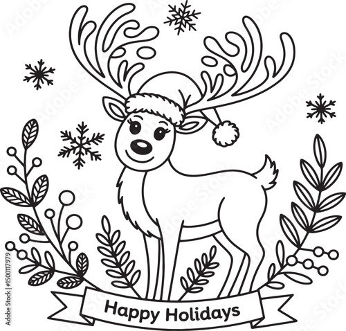 christmas reindeer with snowflakes