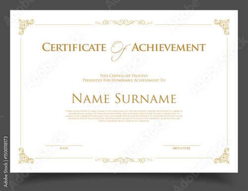 Certificate Template Business Training Achievement with Elegant and luxurious certificate awards template 