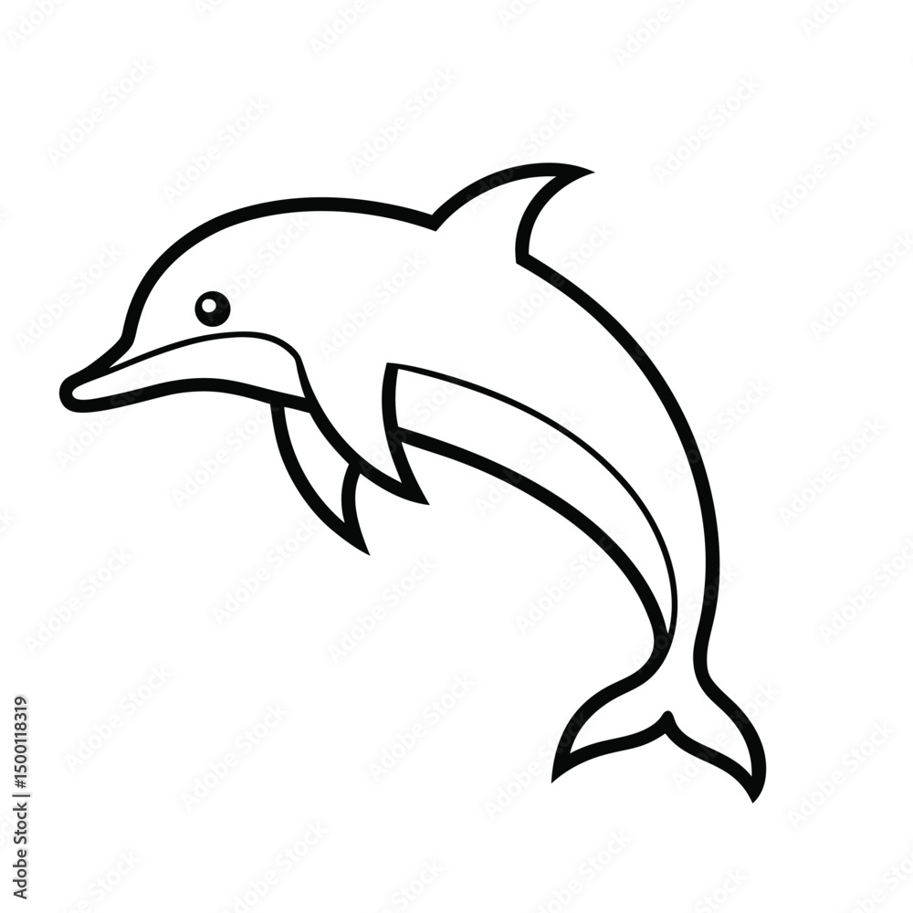 Fototapeta premium dolphin vector illustration outline icon on white background