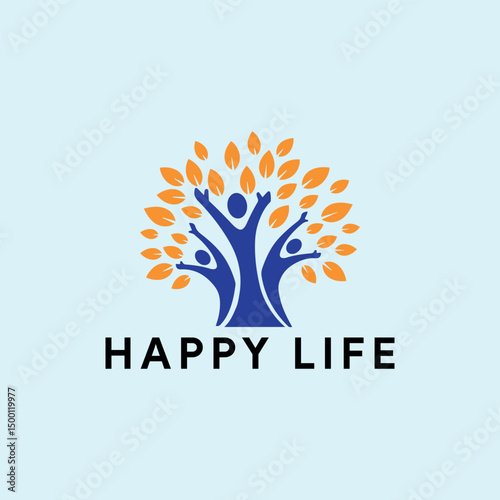 healthy happy life logo design vector
